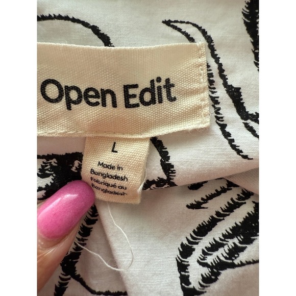 Line Art To Wear Mod Short Sleeve Shirt Mens L Button Down Black White Open Edit - Picture 5 of 8